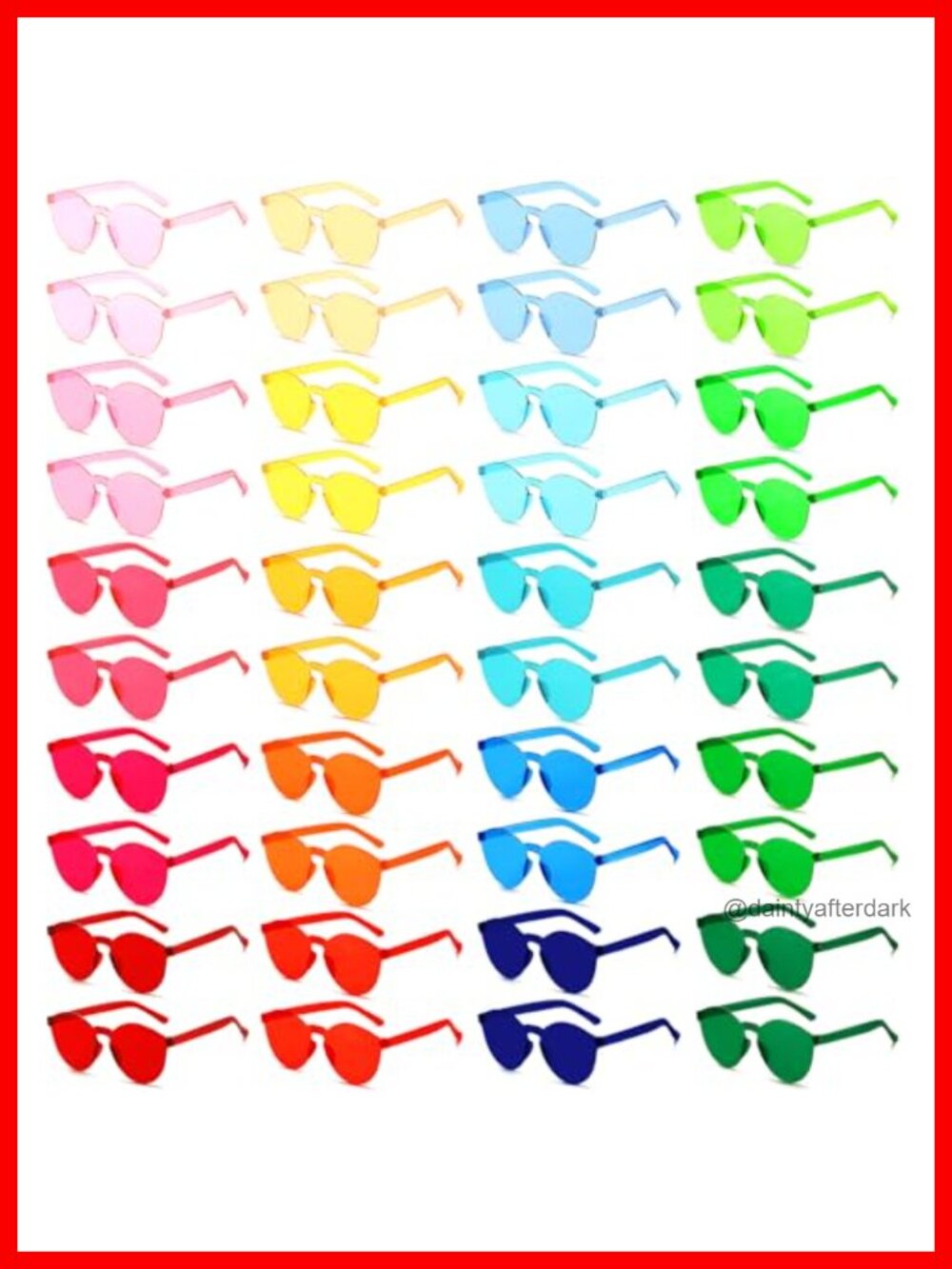 Rimless Round Sunglasses Transparent Candy Color Party Favors Set